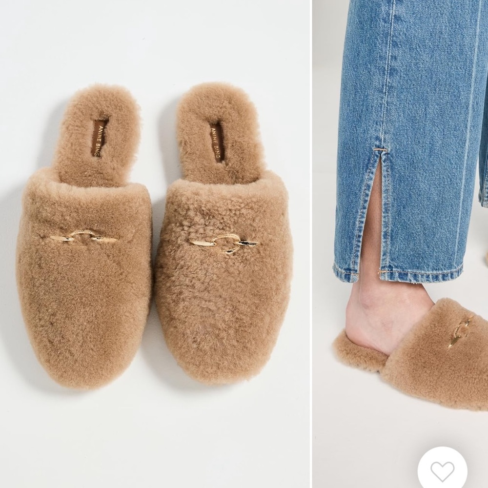 ANINE BING SHEARLING MULES NWT